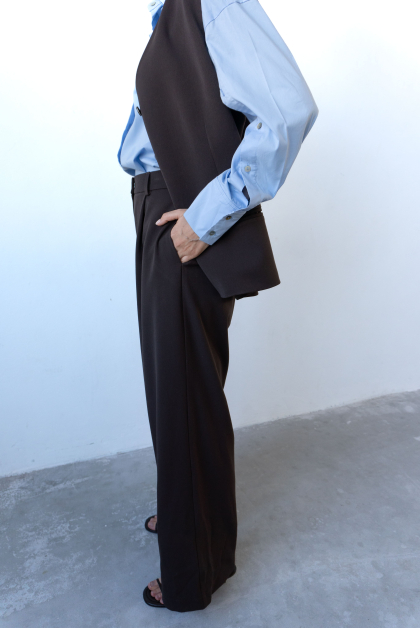 Штани палаццо у кольорі темний шоколад