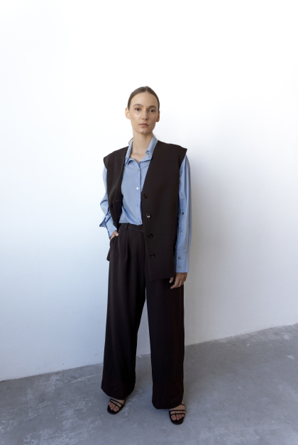 Штани палаццо у кольорі темний шоколад