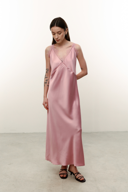 Атласна сукня [Аврора] з мереживом