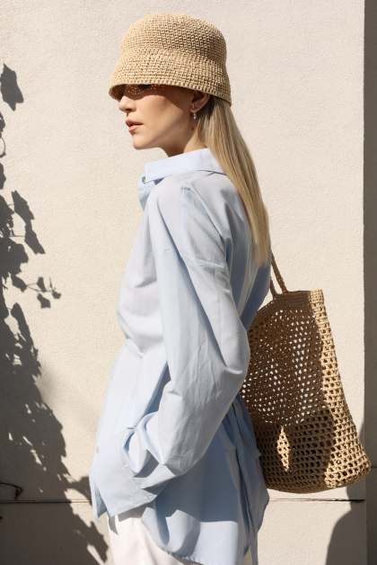 Плетена панама з натуральної рафії 2 в 1