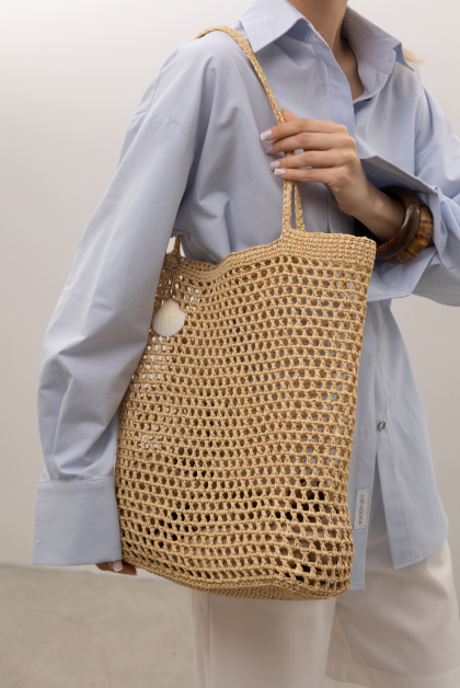 Плетена сумка-шопер з натуральної рафії