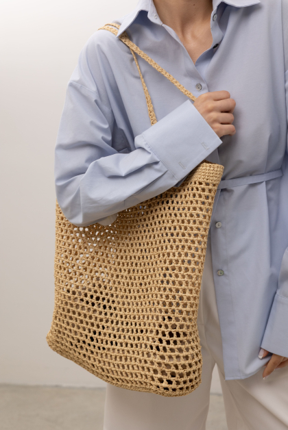 Плетена сумка-шопер з натуральної рафії